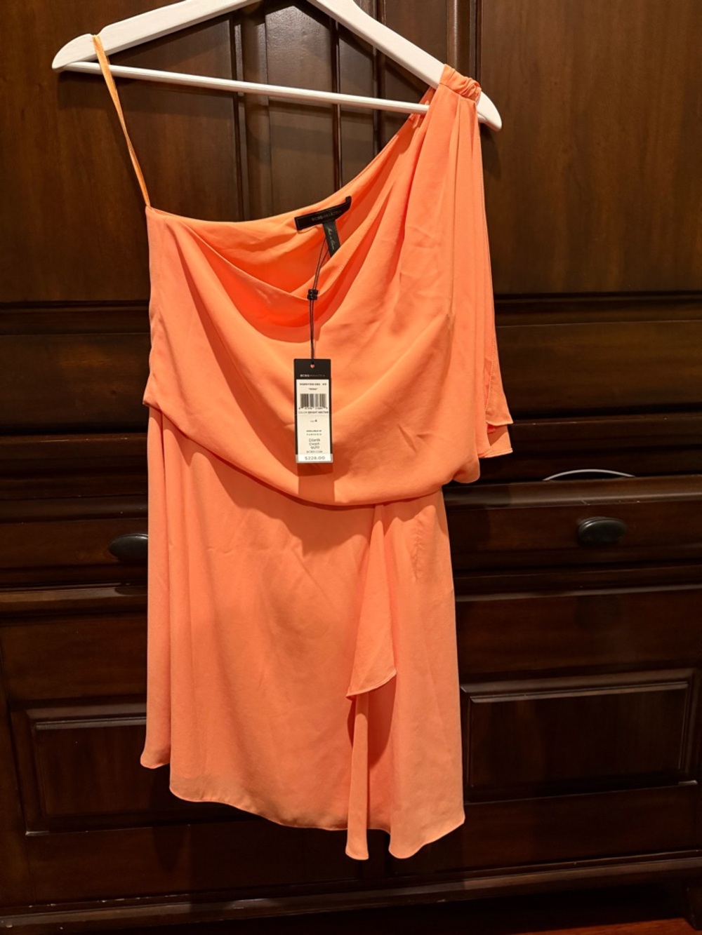 BCBGMaxAzria Coral One-Shoulder Asymmetric Cocktail Dress